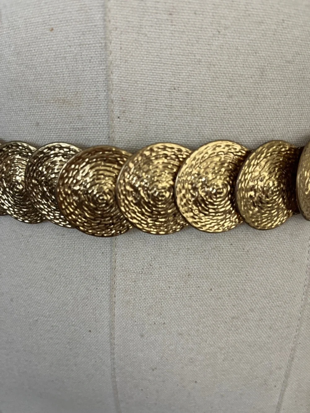 Vintage 90s Gold Coin Link Stretch Waist Belt by 94 GRD - Picture 2 of 6
